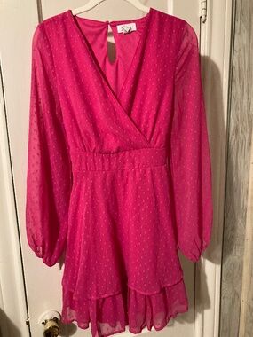 Japna long sleeve, crisscross front mini dress